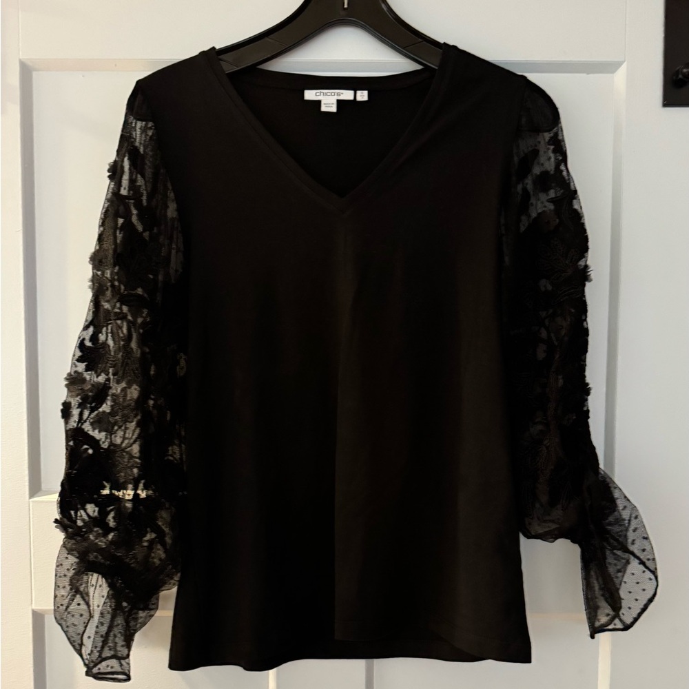 Chico's Black Bell Sleeve Blouse